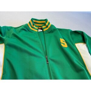 Totem Classics Vintage Track‎ Jacket Green Yellow Number 5 Patch Large Varsity